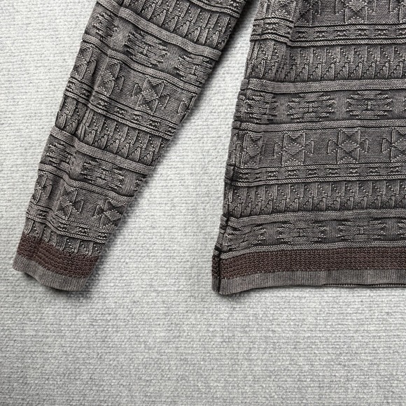 CARBON 2 COBALT Hoodie Mens Aztec Size Large Pullover Henley Sweater Cotton Grey - Picture 4 of 7